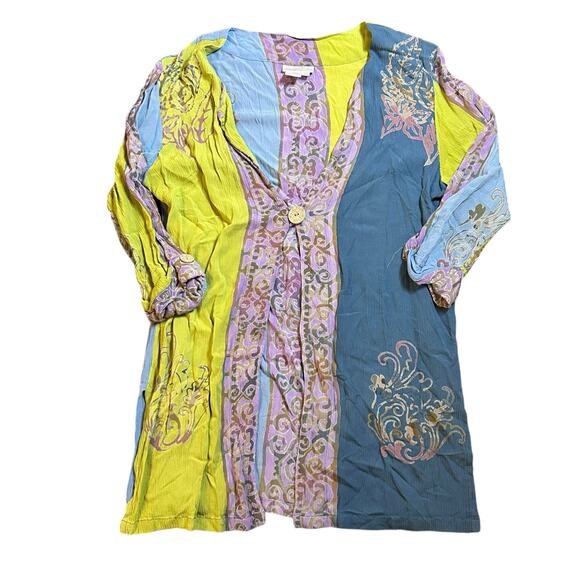 Soft Surroundings Breezy Batik Kimono Medium Multicolored Kaftan Nature Print - Picture 2 of 4